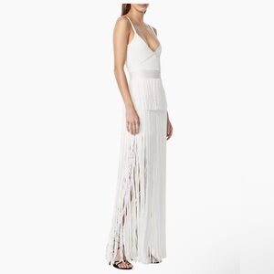 Herve Leger - white Strappy Ottomon Fringe Dress for brides
